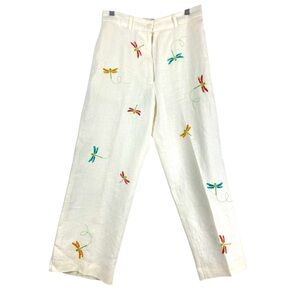 Jillian Jones women's pants 100% linen size 8 fully lined pockets  30W  40H  25i
